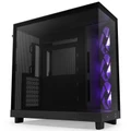NZXT H6 Flow RGB Black ATX MidTower Gaming Case Tempered Glass, Dual Chamber, Front 3x120mm RGB Fans Pre-Installed, CPU Cooler Support Upto 163mm, GPU