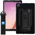 Armor-X (PXS Series) TPU Impact (Black) Protection Case for Lenovo 8" M8 (4th Gen) Tablet With KickStand & Handstrap - Black - Integrated X-Moun