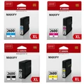 Canon PGI-2600XL Black, Cyan, Yellow, Magenta Ink Cartridge Value Pack High Yield for MAXIFY IB4060, MB5460, MB5160, MB5360, MB5060 Printer