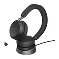Jabra Evolve2 75 Bluetooth On-Ear Active Noise Cancelling Headset with Charging Stand - Teams Certified Link380-C / 8-Mics Noise Cancellation / 40mm S