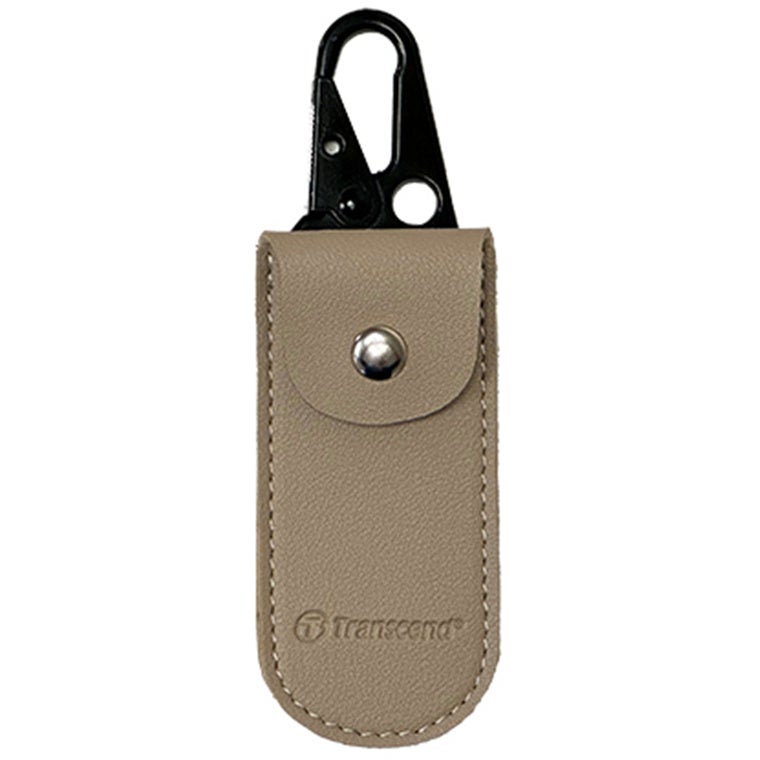 Transcend Leather Pouch for ESD310 Portable SSD - Light Khaki This stylish accessory features a durable snap button enclosed design and a convenient c