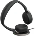 Jabra Evolve2 65 Flex Bluetooth On-Ear Active Noise Cancelling Headset with Wireless Charger UC Certified - Link380-A / 6-Mics Noise Cancellation / Hy