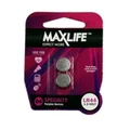 Maxlife BAT44-A2 LR44 Alkaline Coin Button Cell Battery. 2Pk. aka AG13 370A SR44 L1154 357 A76