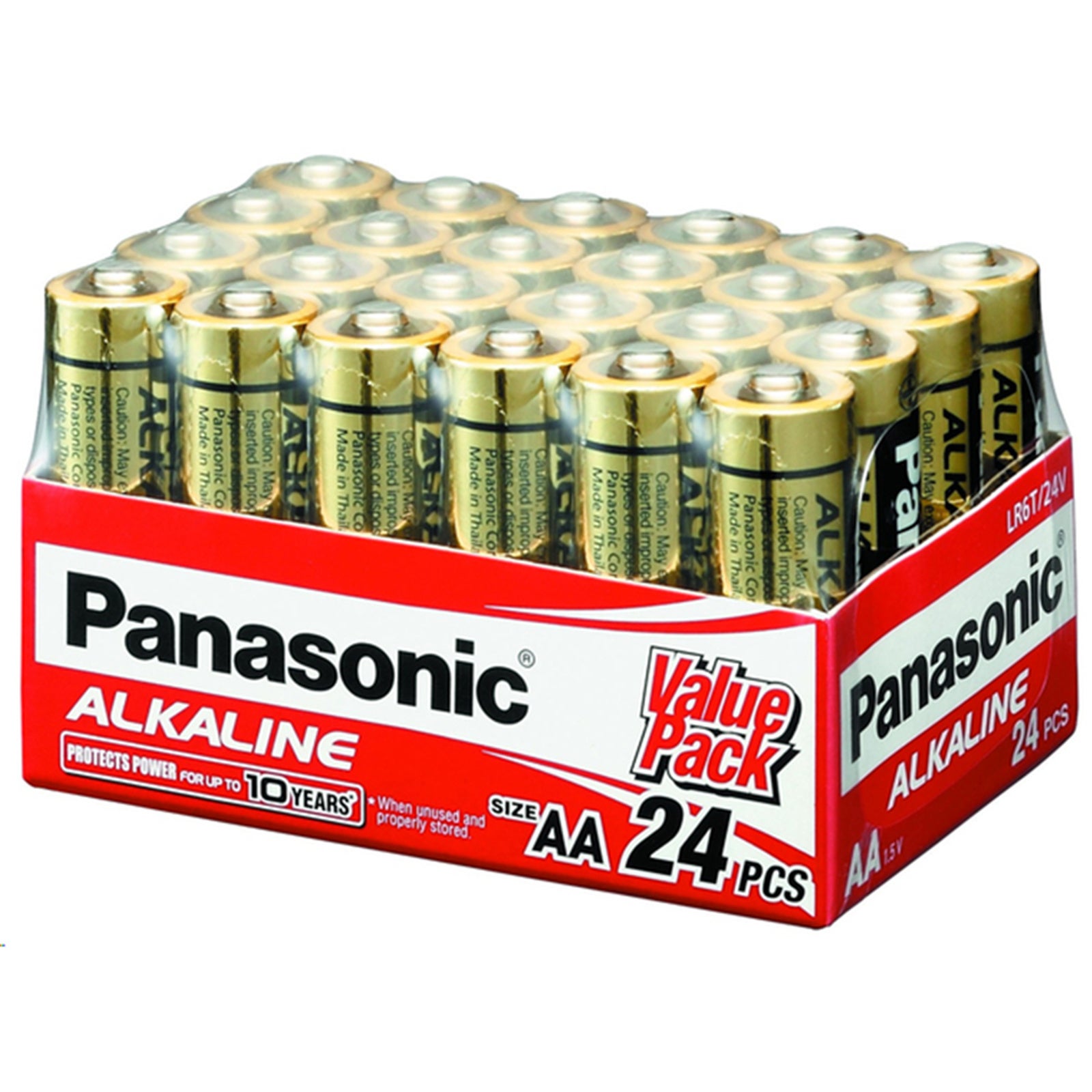 Panasonic LR6T/24V AA 24 Pack 1.5V Alkaline bulk pack Alkaline-Zinc 20 Longer Lasting protects power