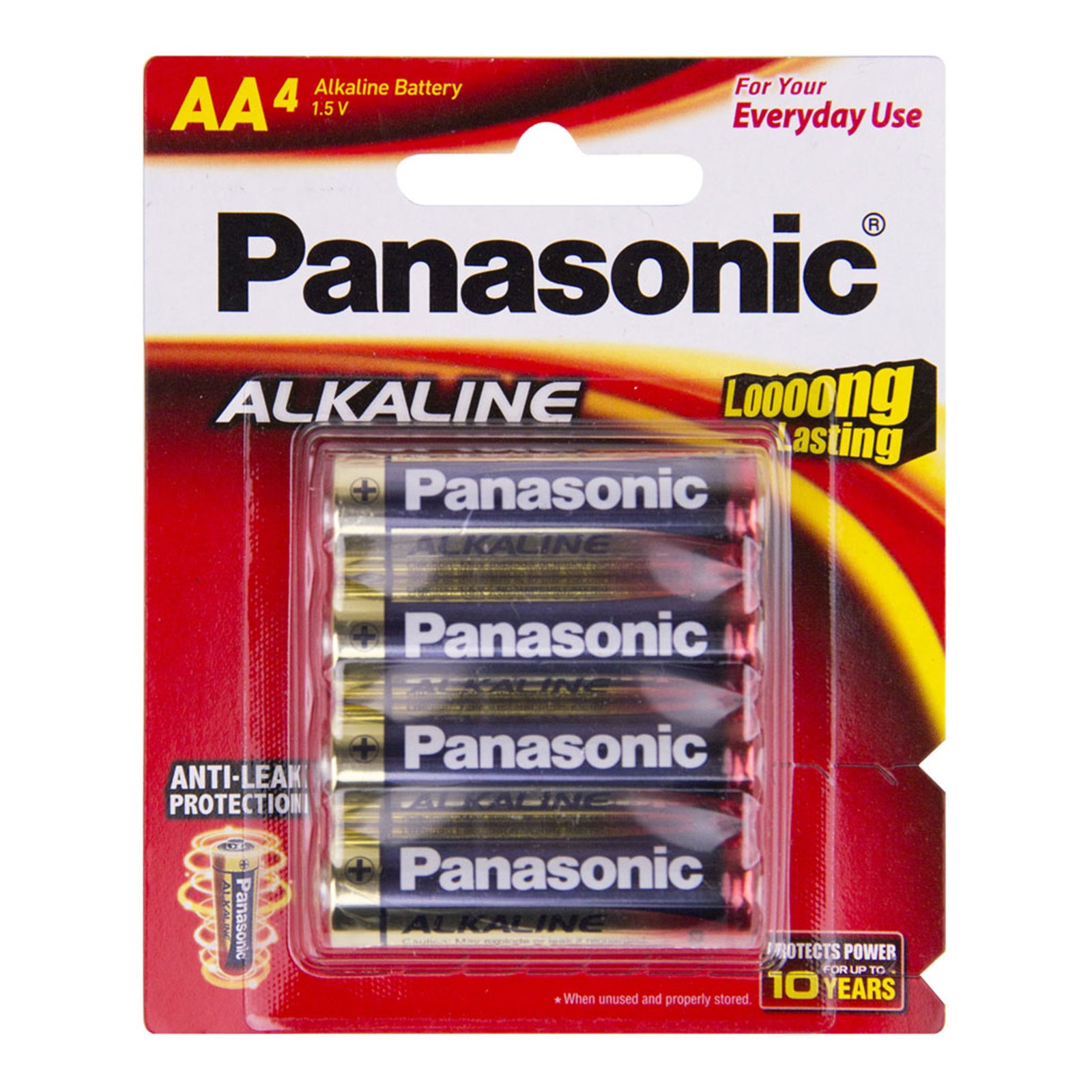Panasonic LR6T/4B Alkaline Batteries AA 4 Pack Alkaline-Zinc 20 Longer Lasting protects power