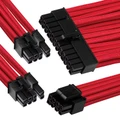 GGPC Gaming PC Braided Cable Kit Pack, (Red, 40cm) Includes 1 x 20+4 Pin, 2 x 6+2 Pin, 1 x 4+4 Pin Cables
