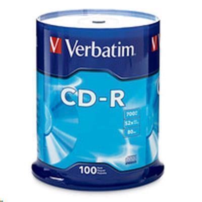 Verbatim 94554 CD-R - 100 Pack 700MB 52X with Branded Surface - Spindle