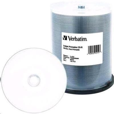 Verbatim 95252 CD-R - 100 Pack 80Min - 52x - AZO - White Wide Inkjet - Printable