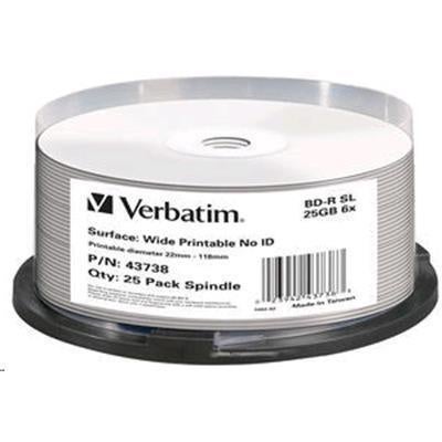 Verbatim 43738 Blu-Ray BD-R - 25 Pack 25GB - Spindle White Wide Ink