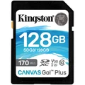 Kingston 128GB Canvas Go! Plus SD Memory Card Class 10, UHS-I, U3, V30, up to 170MB/s read, and 90MB/s write for DSLRs, mirrorless cameras and 4K vide