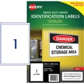 AVERY Heavy Duty ID Label L7067 White 1 Up 25 Sheets Laser 199.6x289.1mm