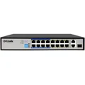 D-Link DES-F1018P-E 18-Port PoE Switch with 16 Long Reach 250m PoE+ Ports and 2 Gigabit Uplink Ports, (Max 150W)