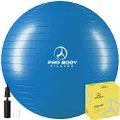 ProBody Pilates Ball Exercise Ball Yoga Ball, Multiple Sizes Stability Ball Chair, Gym Grade Birthing Ball for Pregnancy, Fitness, Balance, Workout at Home, Office and Physical Therapy (Blue, 45 cm)