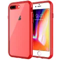 JETech Case for iPhone 8 Plus and iPhone 7 Plus, Shock-Absorption Bumper Cover, Anti-Scratch Clear Back (Red)