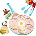 Silver Dollar Pancake Pan, Mini Pancake Molds for Kids Animal Pancake Griddle Nonstick 7 Cup Frying Egg Pan Waffle Pancakes Maker Crepe with Silicone Spatula, Tongs, Oil Brush