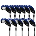 Craftsman Golf 11pcs Multi Color Skull Golf Club Neoprene Iron Head Cover Headcover Set Protector Cases (Blue & Black)