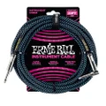 Ernie Ball Braided Instrument Cable, Straight/Angle, 25ft, Blue/Black (P06060)