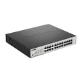 D-Link Ethernet Switch, 24 Port Easy Smart Managed Gigabit Switch w/ 12 PoE+ Ports 100W PoE Budget Layer 2 Internet Network (DGS-1100-24P)