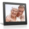 FLYAMAPIRIT Digital Picture Frame 8 inch Electronic Photo Frame with Motion Sensor and High Resolution 1024x768 IPS LCD/1080P 720P Video Player/Stereo/MP3/Calendar/Time/Remote