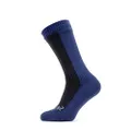 SEALSKINZ Unisex Waterproof Cold Weather Mid Length Sock, Black/Navy Blue, Small