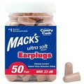Mack's Ultra Soft Foam Earplugs, 50 Pair - 32dB Highest NRR, Comfortable Ear Plugs for Sleeping, Snoring, Work, Travel and Loud Events