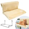Strong Hanging Cat Hammock - Plush Pet Shelf - Folds Easily for Travel - Hang Anywhere (Beige)