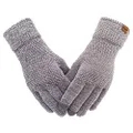 Women's Winter Warm Chenille Gloves Touchscreen Thermal Soft Knit Gloves for Women Dark Gray