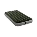 INTEX 64761E Dura-Beam Standard Downy Air Mattress: Fiber-Tech – Twin Size – Built-in Foot Pump – 10in Bed Height – 300lb Weight Capacity, Green