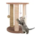 PETMAKER Cat Scratching Post - 3 Scratcher Posts with Carpeted Base Play Area and Perch - Furniture Scratching Deterrent for Indoor Cats by (Brown)