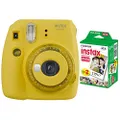 Fujifilm instax Mini 9 Instant Camera (Yellow) with Film Pack (20 Sheets) Bundle (2 Items)