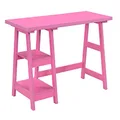 Convenience Concepts Designs2Go Trestle Desk with Shelves, Pink