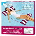 Aqua Original 4-in-1 Monterey Hammock Pool Float & Water Hammock – Multi-Purpose, Inflatable Pool Floats for Adults – Patented Thick, Non-Stick PVC Material, 44 x 26"