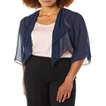 Alex Evenings Women's Chiffon Hanky Short Bolero Jacket - blue - Small