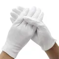 DH 12 Pairs White Cotton Gloves Soft mittens, Jewelry Inspection Stretchy Work Gloves-Large