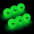 R&L Glow Golf Balls for Night Sports - Tournament Fluorescent Glowing in The Dark Golf Ball - Long Lasting Bright Luminous Balls Rechargeable with UV Flashlight - Included (6 Pack)
