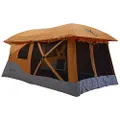 Gazelle T4 Plus Extra Large 4 to 8 Person Portable Pop Up Outdoor Shelter Camping Hub Tent with Rain Fly & Extended Screened in Sun Room, Orange