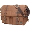 Berchirly Canvas Cow Leather Vintage Classic Army Messenger Shoulder Bag Cross-body Bags