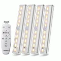 LDOPTO Remote Control Cabinet Light 4PACK, Dimmable 10-LED Wireless Under Counter Lighting, Battery Operated Closet Light, Stick-on Touch Sensor Night Light, 2 Control Methods (Remote/Touch Control)