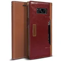 Obliq K3 Wallet Case with Three Card Slot and Foldable Leather Flip Cover for Samsung Galaxy S8 Plus (2017) - Brown/Burgundy