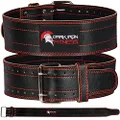(MEDIUM 80cm - 100cm (waist size not pant size)) - Dark Iron Fitness Genuine Leather Pro Weight Lifting Belt for Men and Women - Durable Comfortable and Adjustable with Buckle - Stabilising Lower B...