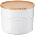 Le Creuset Stoneware Canister with Wood Lid, 1.5 qt. (5.5" diameter), White