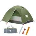 Night Cat Backpacking Tent 2 Persons with Aluminium Pole Double Layers Camping Tent Adults Rainproof Lightweight Easy Setup Two Doors Hiking Mountaineering 2.2x1.4m