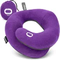 BCOZZY Neck Pillow for Travel Provides Double Support to The Head, Neck, and Chin in Any Sleeping Position on Flights, Car, and at Home, Comfortable Airplane Travel Pillow, Large, Purple