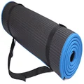 BalanceFrom GoFit All-Purpose 2/5-Inch (10mm) Extra Thick High Density Anti-Slip Exercise Pilates Yoga Mat with Carrying Strap, Blue & Black