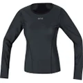 GORE Wear Windproof Women's Inner Layer Long Sleeve Shirt, M WINDSTOPPER Base Layer L/S Shirt, Size: M, Color: Black, 100320