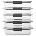 Rubbermaid 2053295 Brilliance Food Storage Container, BPA-free Plastic, Medium, 3.2 Cup, 5-Pack, Clear