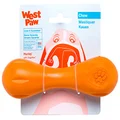 West Paw Zogoflex Hurley Durable Dog Bone Chew Toy for Aggressive Chewers, 100% Guaranteed Tough, It Floats!, Made in USA, Small, Tangerine