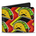 Buckle-Down womens Buckle-down Pu Bifold - Taco Man Bi Fold Wallet, Multicolor, 4.0 x 3.5 US, Multicolor, 4.0" x 3.5"