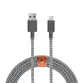Native Union Belt Cable XL - 10ft Ultra-Strong Reinforced [MFi Certified] Durable Lightning to USB Charging Cable with Leather Strap for iPhone/iPad (Zebra)