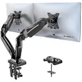 HUANUO Dual Monitor Stand - Adjustable Spring Monitor Desk Mount Swivel Vesa Bracket with C Clamp, Grommet Mounting Base for 13 to 30 Inch Computer Screens - Each Arm Holds 4.4 to 19.8lbs